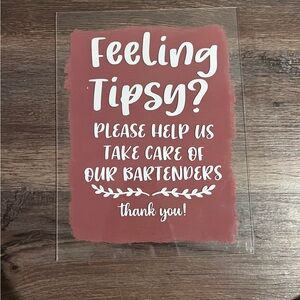 Wedding Bar Tender Tip Sign